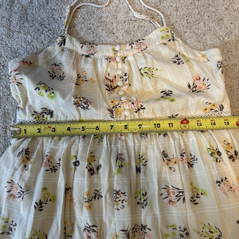 URBAN OUTFITTERS Floral Print Spaghetti Strap Button Ruffled Mini Dress Size S - Picture 6 of 10